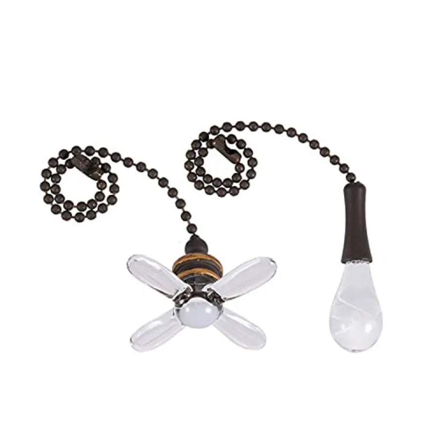 Ceiling Fan Pull Chain, Pack of 2 Ceiling Fan Cords with 6 Inches Fan Pulls Set with Connector ORB, Light Bulb and Fan