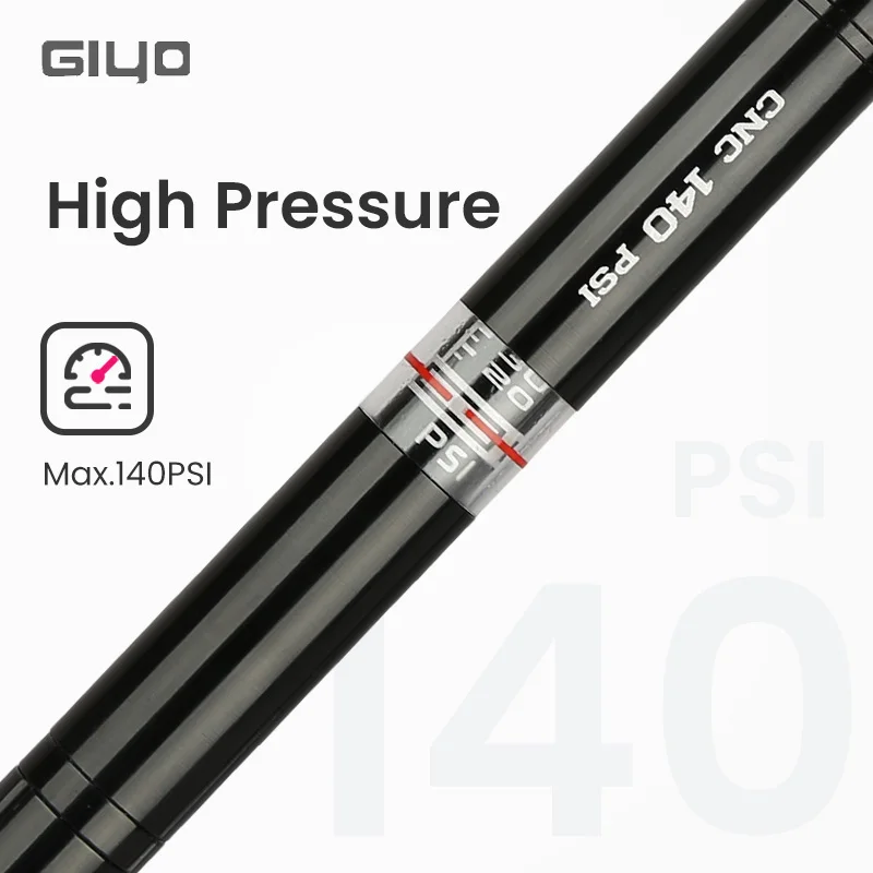 GIYO 140Psi Bicycle Pump With Gauge Presta/Schrader Valve Floor Standing Mini Portable Air Pump MTB Road Bike Tire Inflator