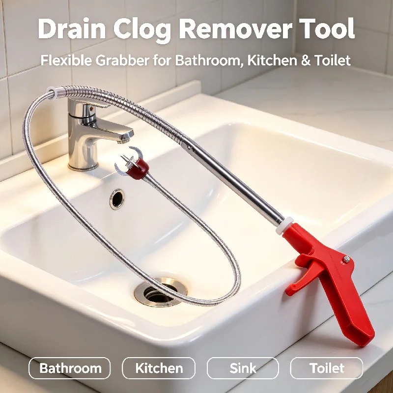Retractable Stainless Steel Pipe Dredger,  Flexible Claw Grabber ,Bendable Drain Clog Remover for Bathtub Hair Cleaning Tool