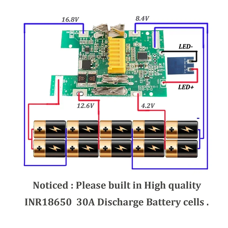 BL1830 10 X 18650 Li-ion Battery Case PCB Charging Protection Circuit Board Shell Box BL1845 For MAKITA 18V 6.0Ah 8.0Ah Housings