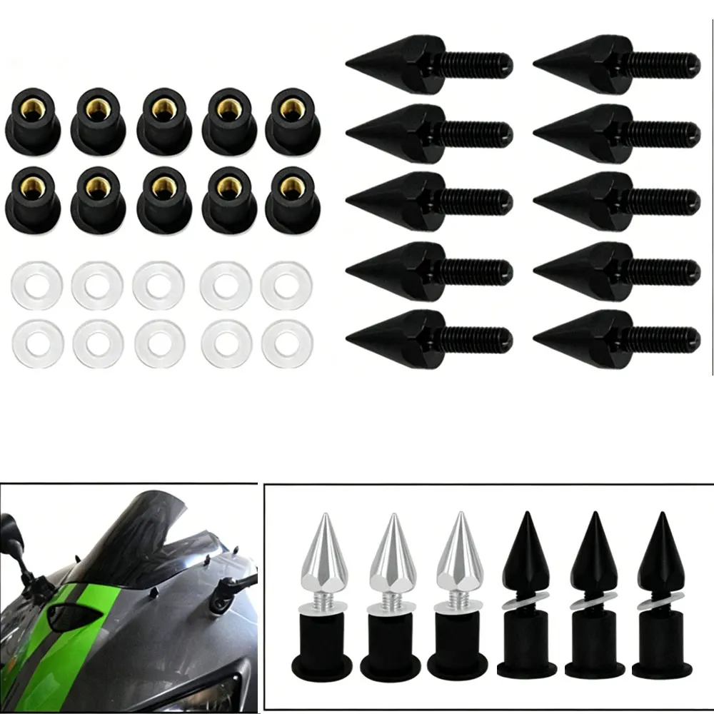 Windshield Wind Screen Spike Bolt M5 Screws Nuts Motorcycle Modification Accessories Wind Screen Screws  ﻿