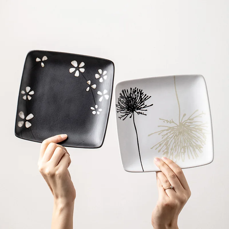 8-inch hand-painted ceramic plate, a household Japanese cuisine tableware 1PC