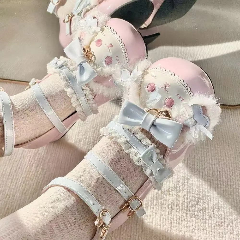 Cute Rabbit Doll Mary Janes Lolita Single Shoes Soft Girl Style Kawaii Flats Fashionable Casual round Toe Slip-On Sneakers