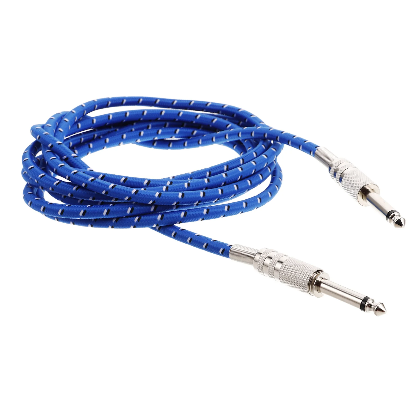 

Blue Fiber Mesh Shielded Electric Guitar Audio Cable Mono 6.35 Inch Pure Sound Stable Transmission Instrument Amp Speaker Cord