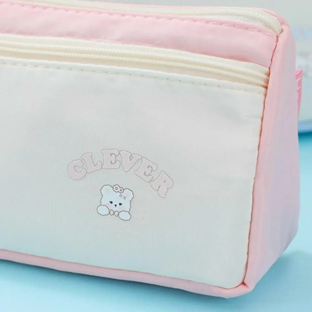 Cartoon Bear Y2K Stationery Bag Large Capacity Desktop Storage Korean Pencil Case Cosmetics Card Pen Waterproof Composite Fabric