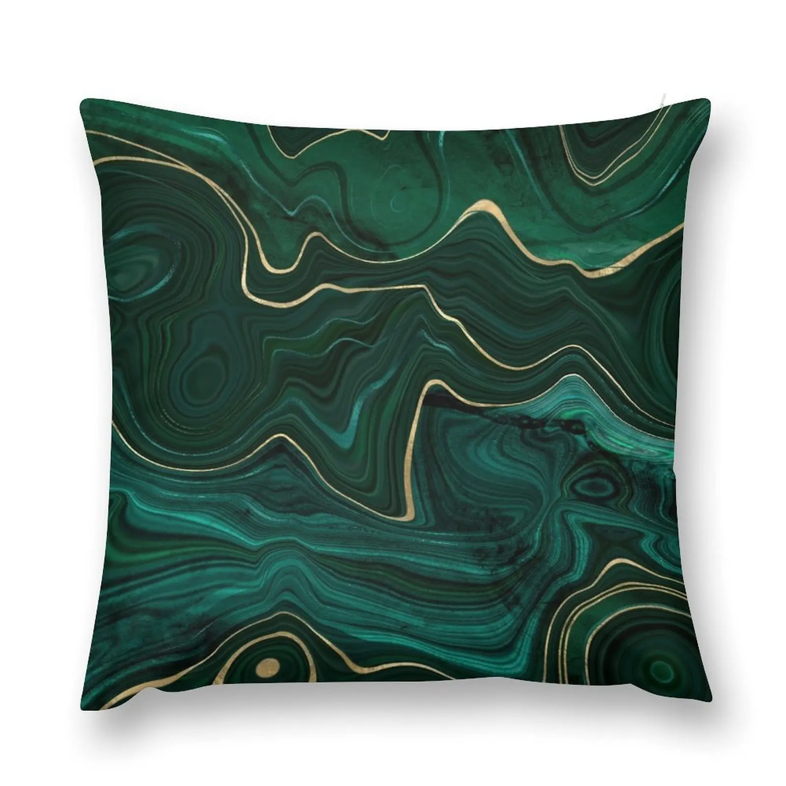 

Emerald Green and Gold Malachite Pattern Throw Pillow Ornamental Pillow Throw Pillow