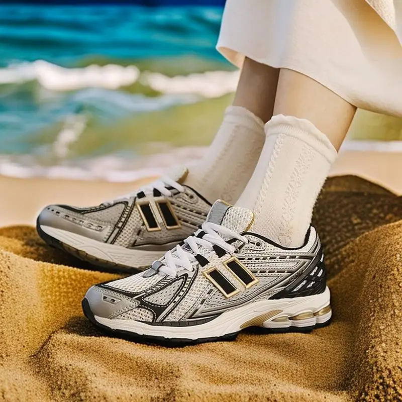 أحذية الركض العصرية للجنسين 1906: أحذية رياضية كاجوال باللون الفضي والأبيض والأصفر