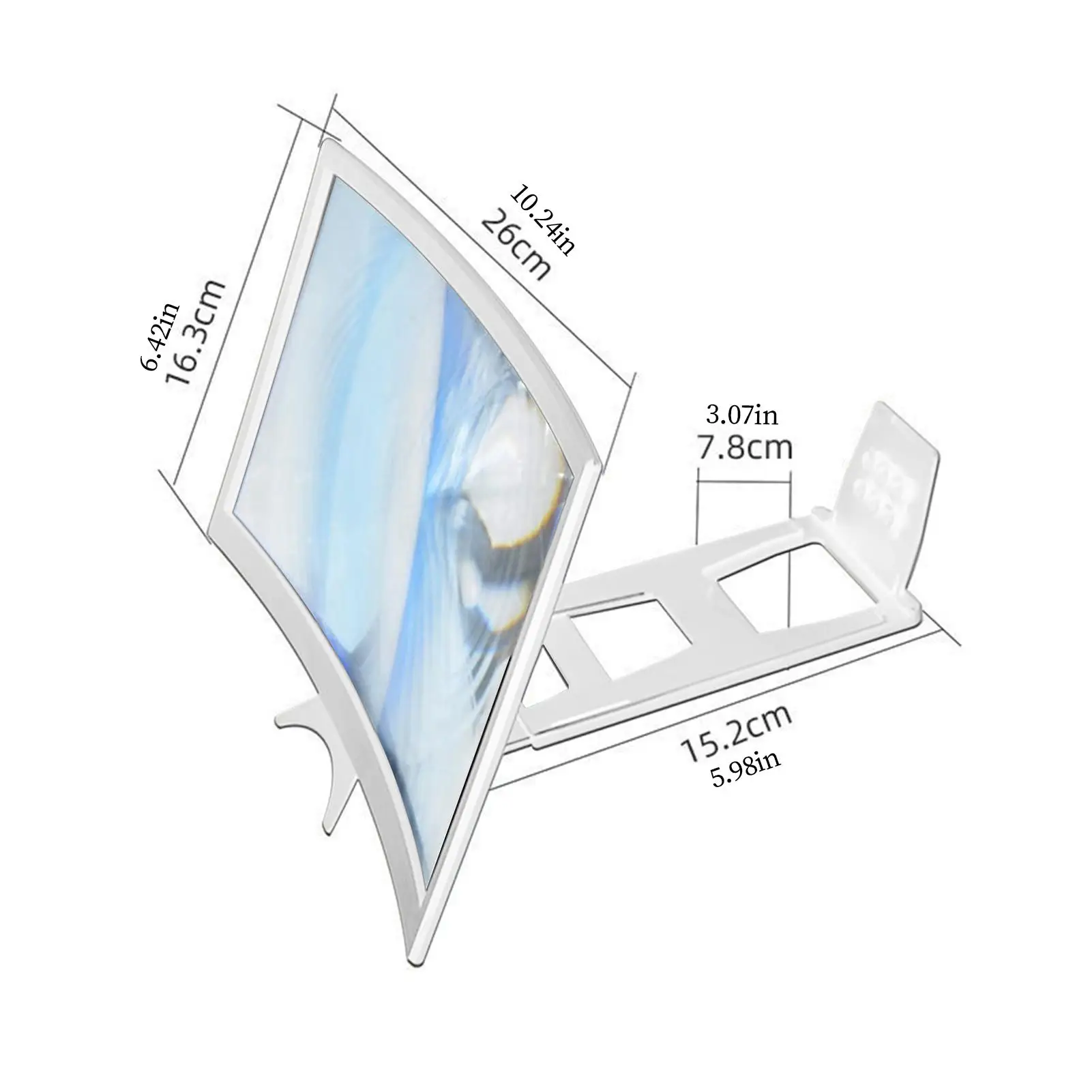 مضخم شاشة منحني قابل للطي 12 بوصة مضخم صوت للهاتف المحمول فائق الوضوح عدسة مكبرة حامل كسول لمشاهدة الفيلم