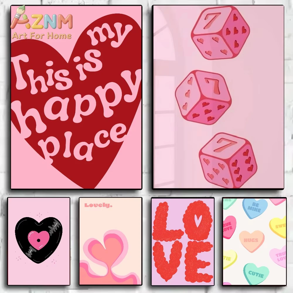 

1pc Abstract art Pink Love Poster HD art wall waterproof home living room bedroom bar aesthetic decoration