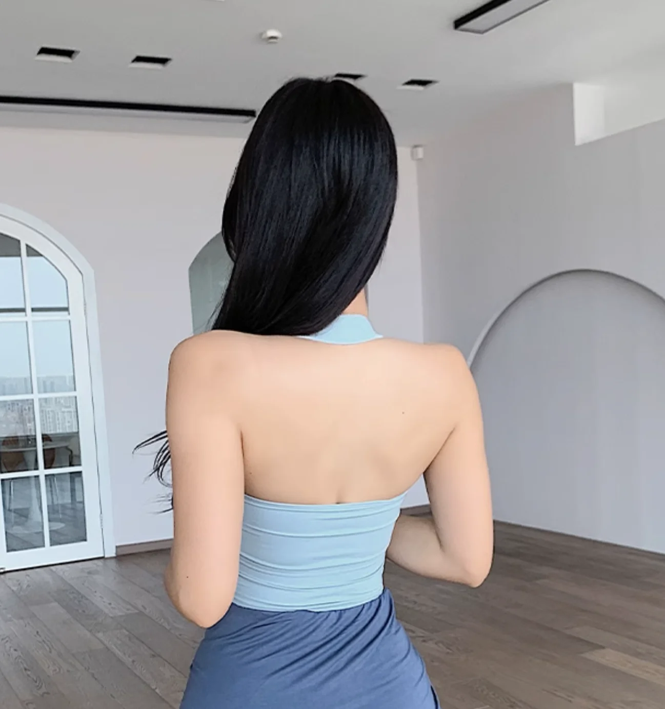 

Women's Halterneck Sports Bra Shockproof Gathering Fitness Yoga Vest Beautiful Back Wearing Running Training Pilates Top