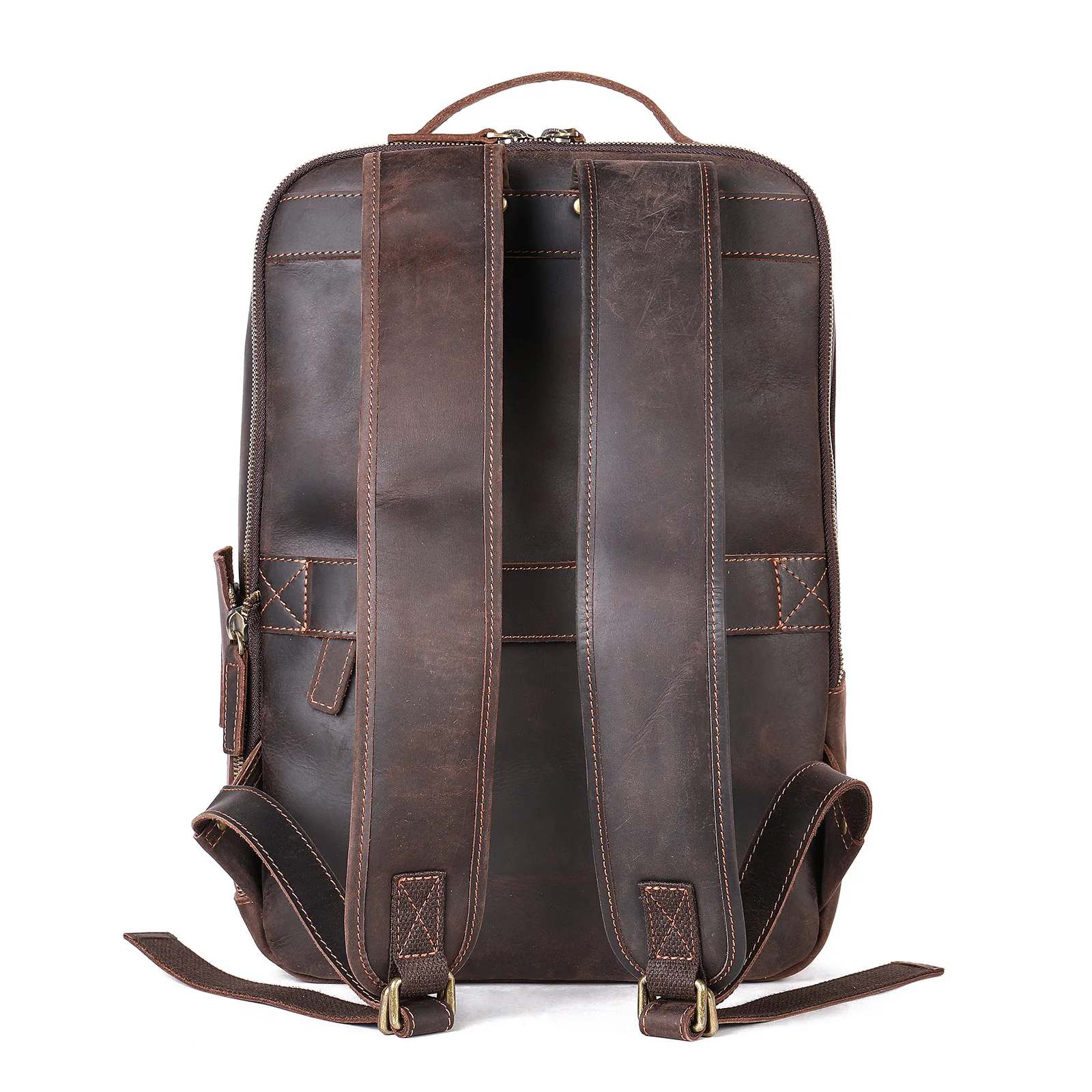 Large Vintage Crazy Men Backpack Horse Genuine Leather Backpack Laptop Leather Daily Bagpack Male Rucksack Trave Hiking Knapsack