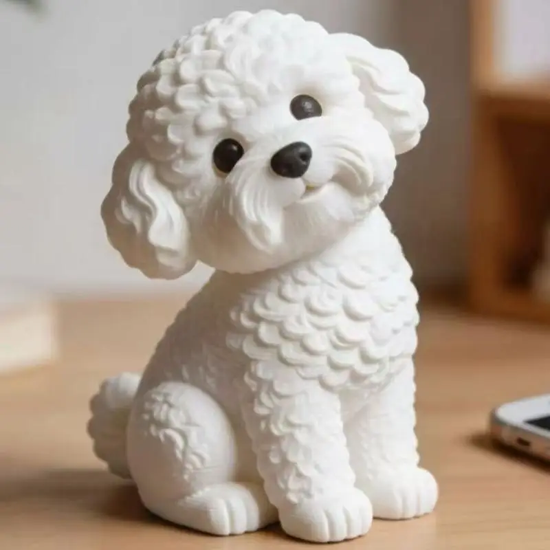 Miniature Dog Figurine Crafts Pet Dog Ornaments Decorative Puppy Sculpture Unique Accent for Kids Room Desk Shelf Decor