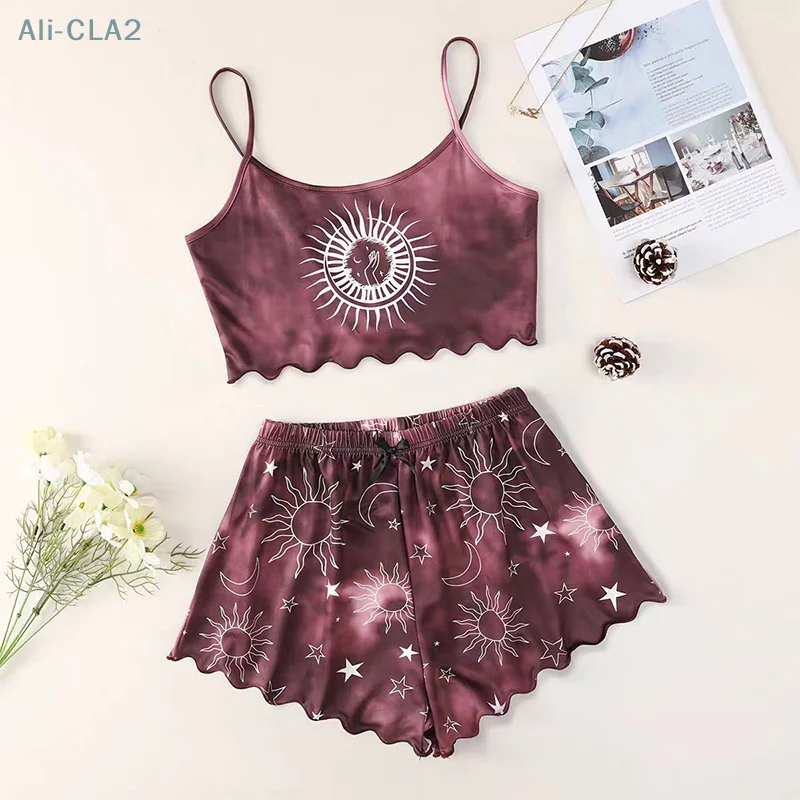 Fashionable And Sexy Home Casual Camisole + Shorts Two-Piece Set For Women