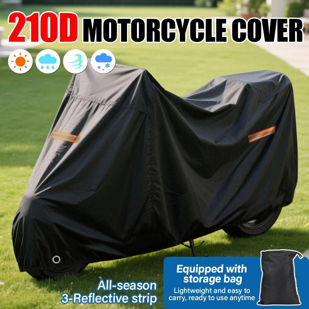 

Thick 420D Motorcycle Covers Black Design Waterproof Motors Dust Rain Snow UV Protector Cover Indoor Outdoor XXXXL Accessories