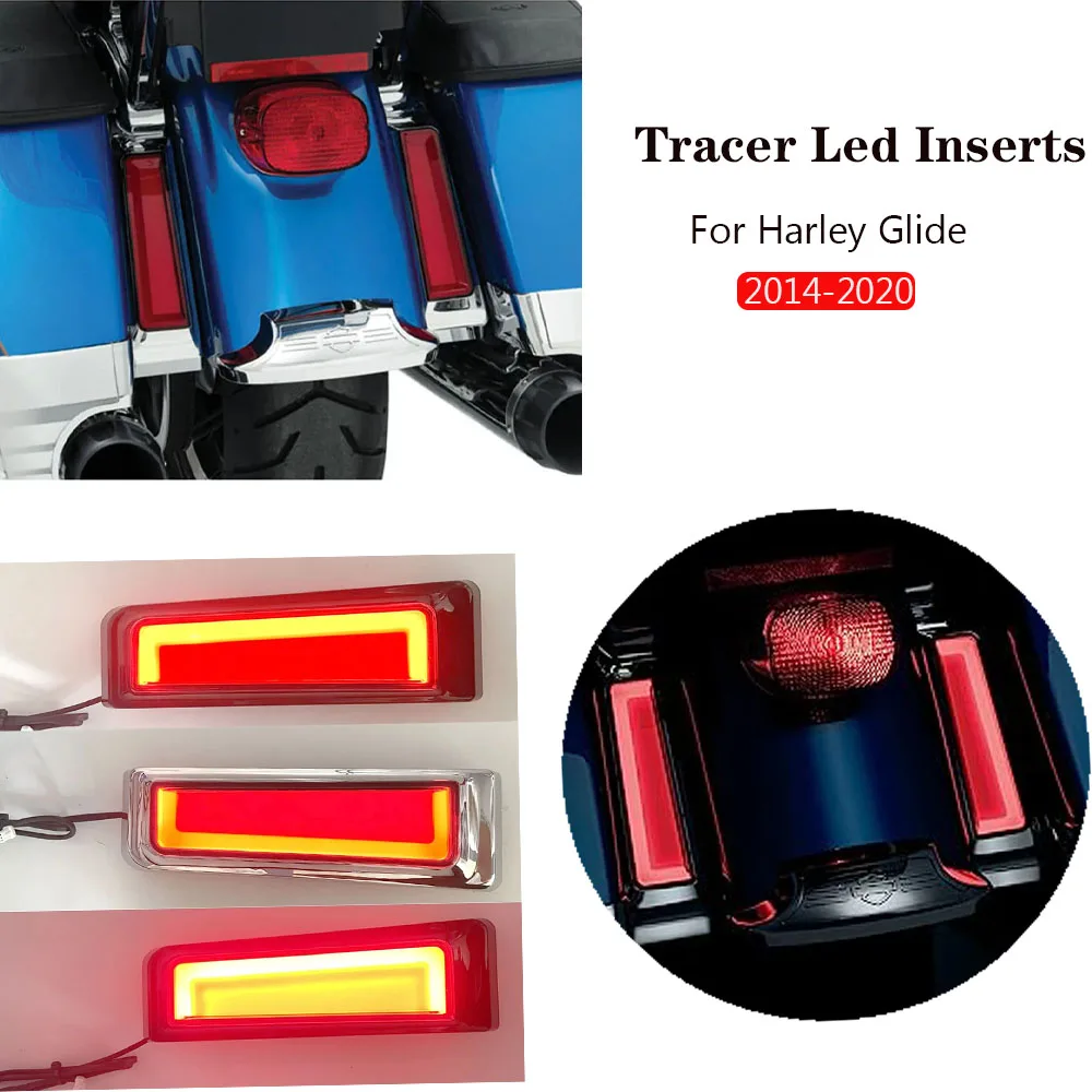 For 2014-Up Harley Touring Road Electra Glide CVO Limited FLHTKSE Motorcycle Accent Saddlebag Filler Inserts Support LED Lights