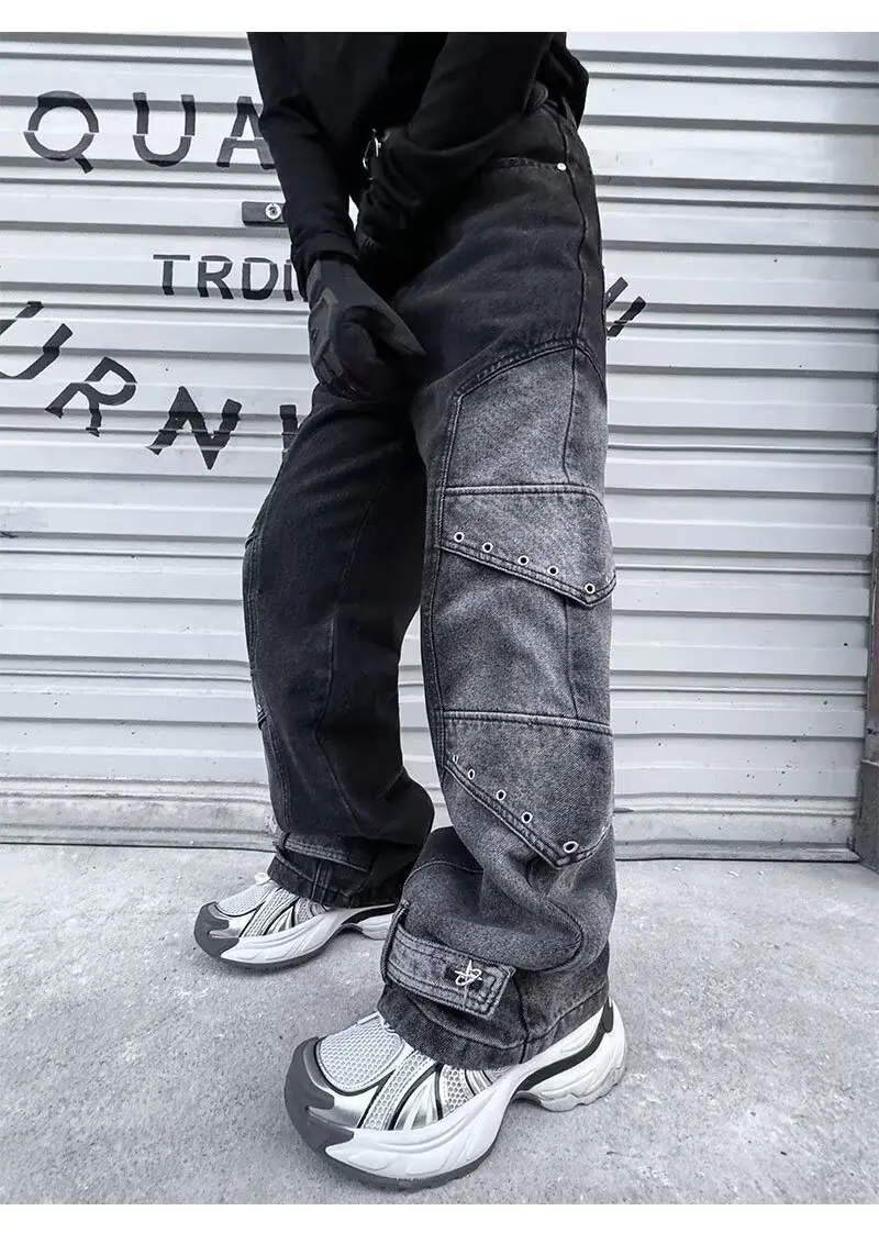 2024 Pantalones y2k Streetwear Vintage blau baggy neue Jeans Cargo hose für Männer Kleidung gerade weites Bein Hip Hop Jeans hose – Detail 16