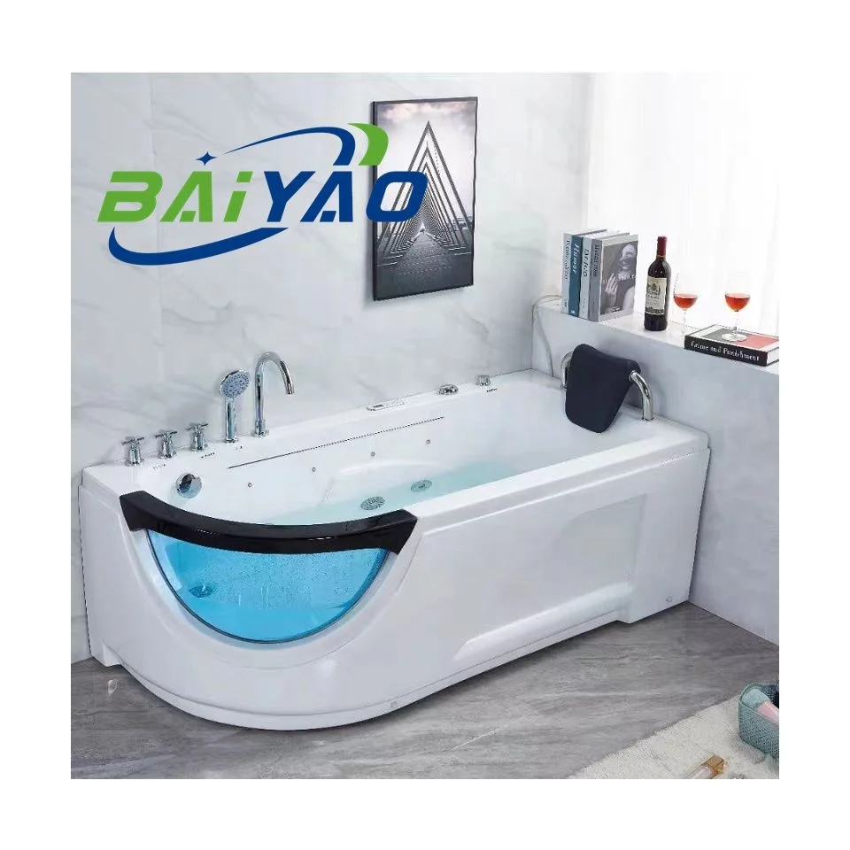

Jacuzzier 1 Person Small Acrylic Bathtub Freestanding Whirlpool Massage Hot Tub