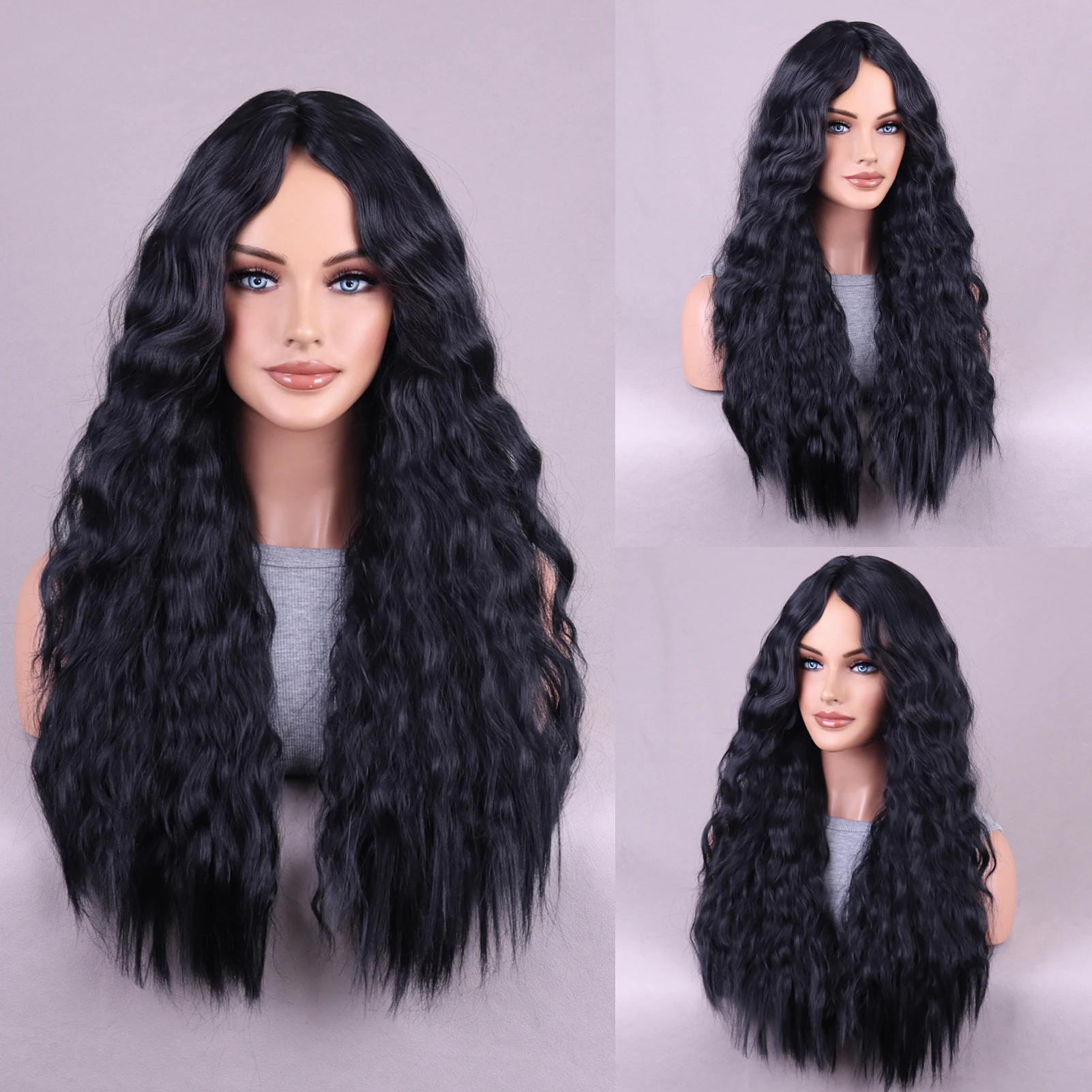 Wig keriting sintetis gaya Afrika Wig rambut tebal realistis Wig rambut keriting halus lembut untuk pesta Kencan pernikahan