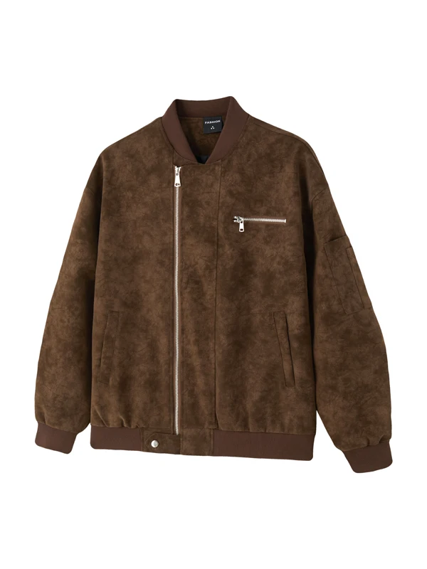 

Loose Fit Men's Baseball Jaet American Sle Spring Autumn Trendy Workwear Casual Loose Outerwear Retro Sle Zipper Closure