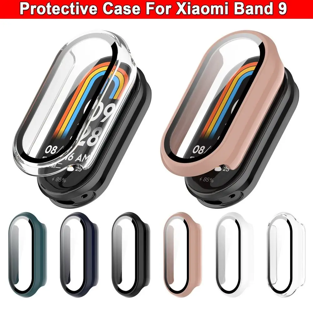 New PC+Tempered Protective Case Anti-Scratch Full Cover Screen Protector Smart Watch Hard Cover Shell for Xiaomi Band 9