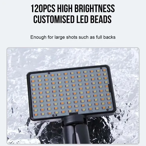 Imagen 2 del producto Luz de relleno de tatuaje profesional con 120 cuentas LED, reducción de luz reflejada de tatuajes, 52mm, filtro de lente CPL, Compatible con cualquier teléfono