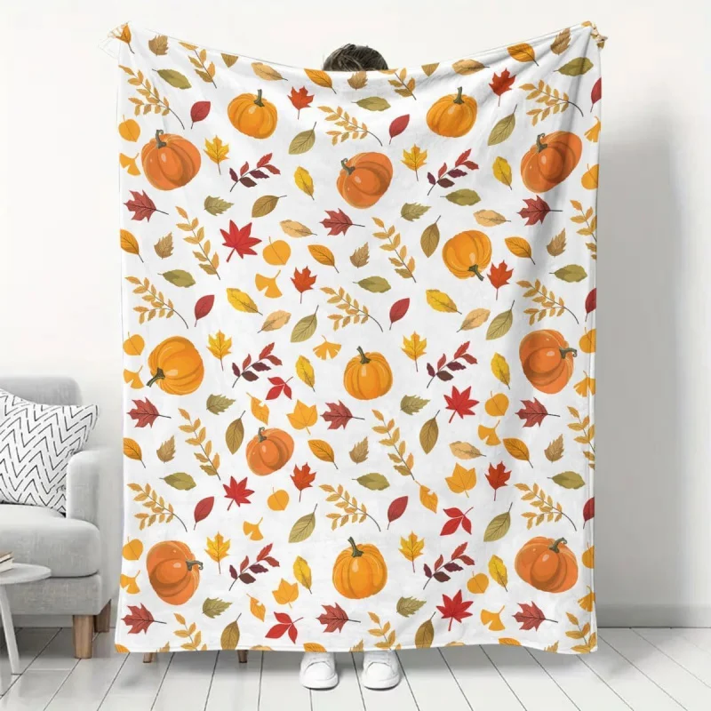 

Thanksgiving pumpkin blanketultra soft flannel wool throw blanketmaple leaf decorationlightweight and comfortable warm bed sofa