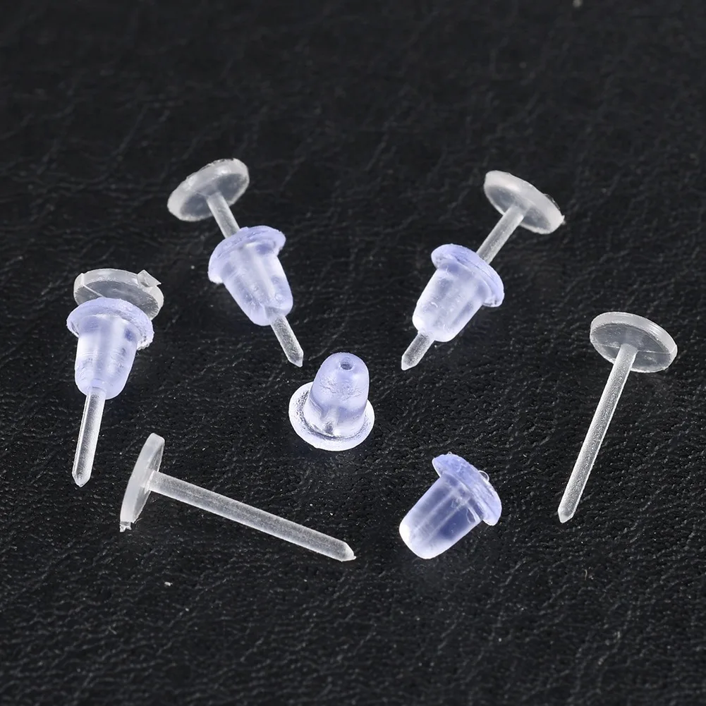 Clear Earring Backs, Invisible Plastic Push Backs for Stud Earrings - Hypoallergenic Ear Locks (Bulk Pack)