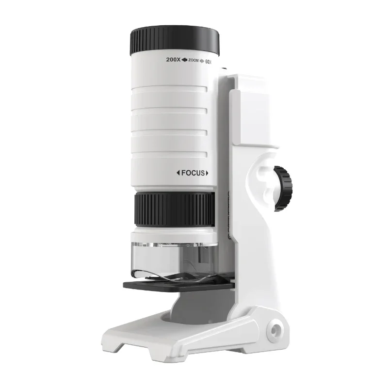 

YYHC-Mini handheld microscope with stand, indoor and outdoor 200X microscope with light