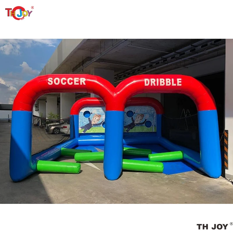 14mロングサッカードリブル＆シュートインフレータブルフットボールチャレンジゲーム