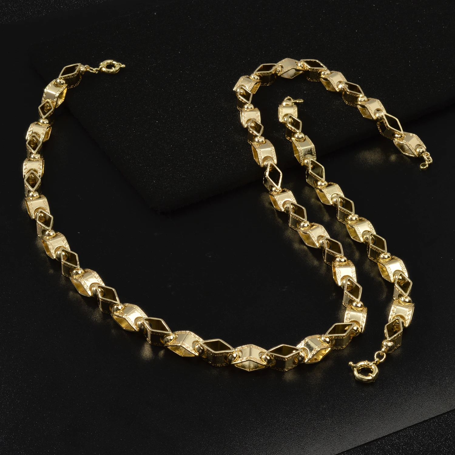 Thick Chain Gold Plated Jewelry Set Necklace Bracelet Two Piece Set Textured Accessory For Men Dating Daily Occasion Large Size