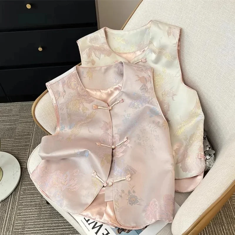 レトロレディースレジャーカーディガンベストアウター2025ハイエンド女性ノースリーブコート春秋女性ファッションベストジャケット