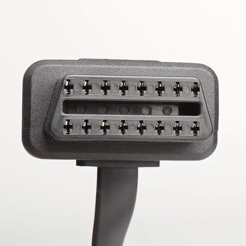 OBD II 8 Core 1 to 2 Male to Dual Female OBD2 Extension Cable Adapter Angled Flat Noodle Wire Car Diagnostic for OBD Detection