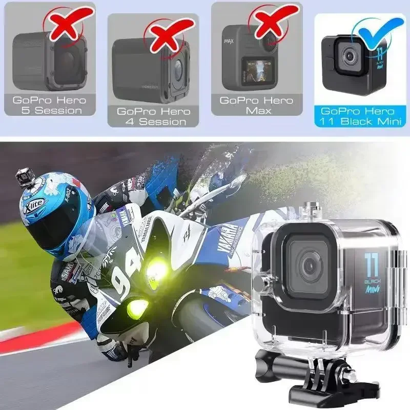 Per GoPro Hero 11 Mini custodia impermeabile nera custodia protettiva per immersioni subacquee custodia subacquea accessori per fotocamere sportive