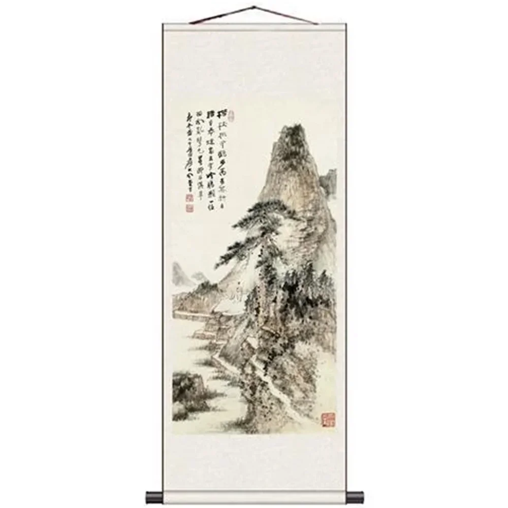 Ink and Wash Chinese Lanscape Scroll Wall Paintings Vintage Room Decor Aesthetic Posters Home Office  Hanging Tapestry Art
