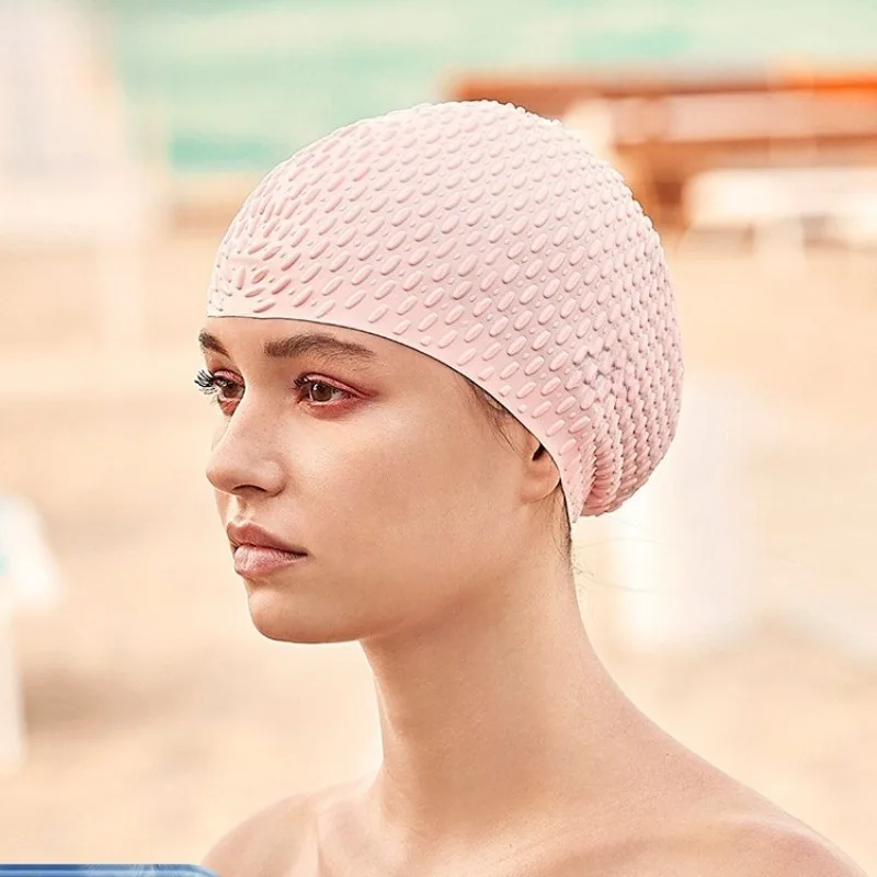 

Silicone swimming cap women's long hair, enlarged head circumference, waterproof and not restraining the head