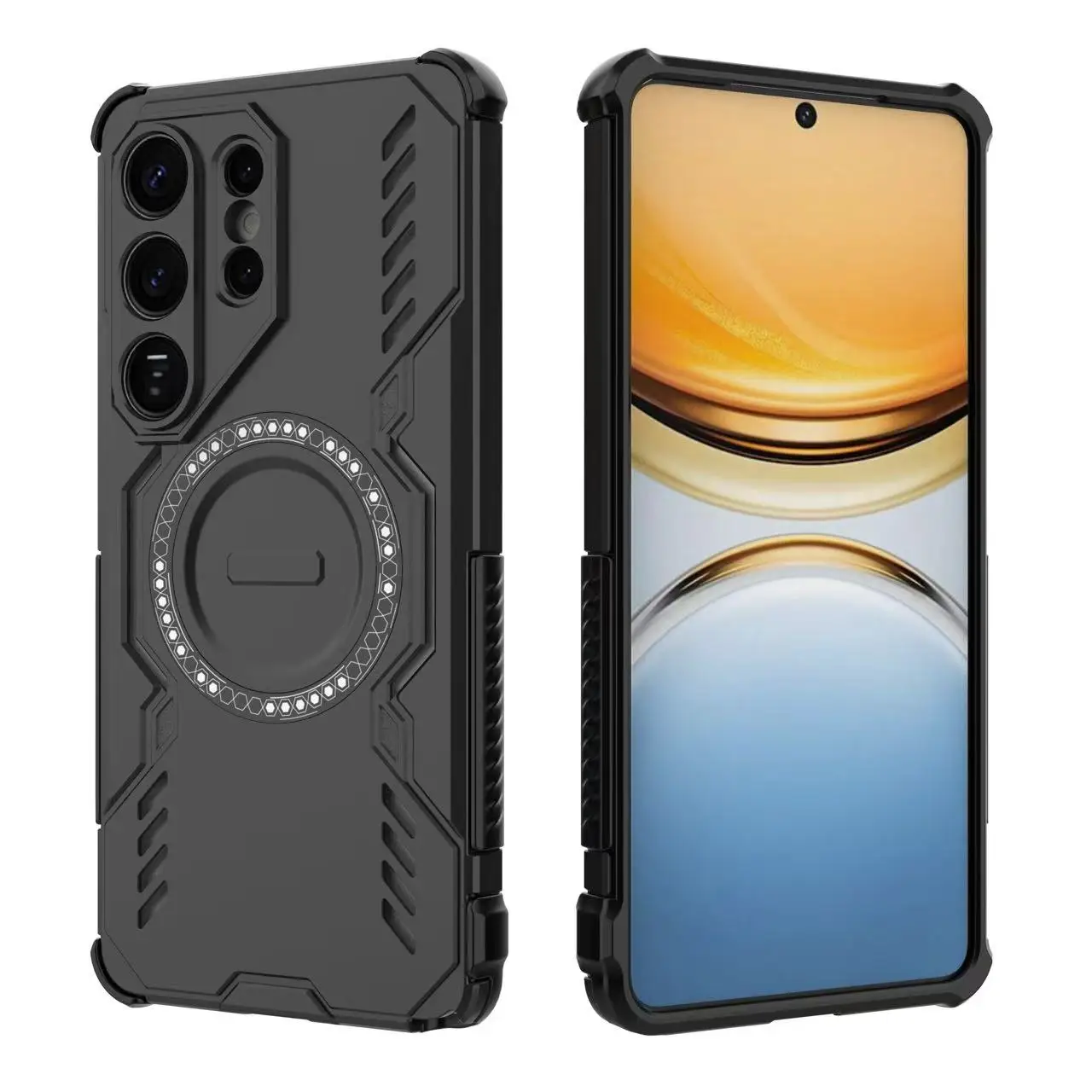 حافظة لهاتف سامسونج جالاكسي S24 S25 S26 S23 Ultra Plus Edge S26 PRO S24 S25 FE غطاء حماية لعدسة مغناطيسية صلبة مقاومة للصدمات