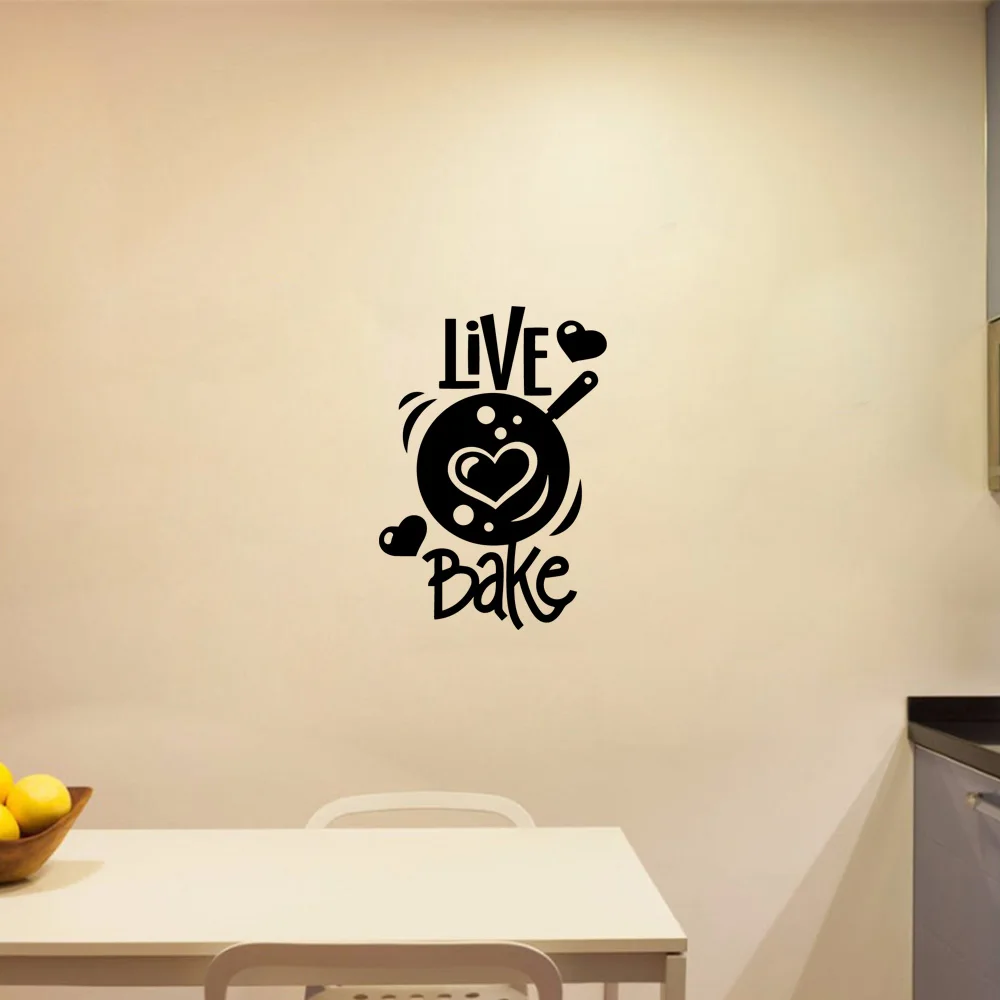 

1 pc hot sale live bake with love kitchen Wall Sticker Self Adhesive Vinyl Waterproof Wall Art Decal Wallpaper Art Decal