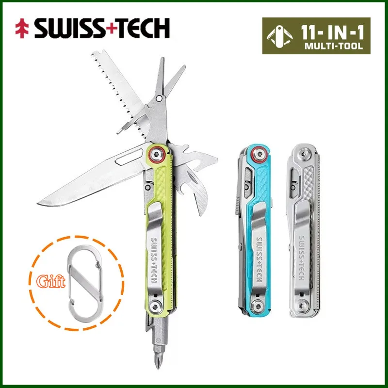 SWISS TECH 11 in 1 Mini Multitool Multi-function Tools with Scissors Screwdriver EDC Outdoor Survival Hand Tool