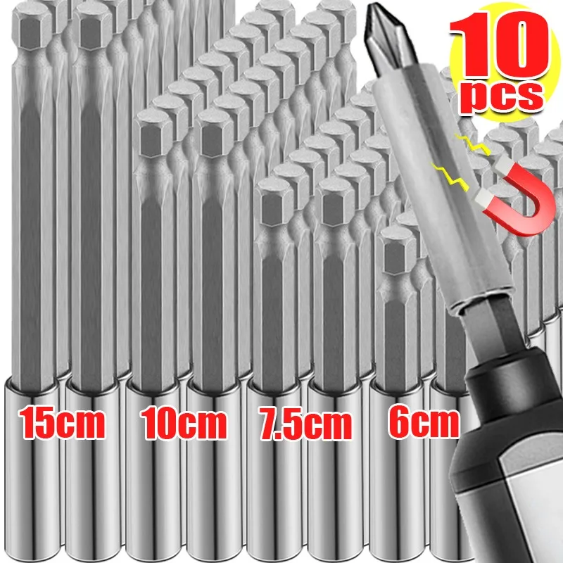 

10/1 шт. магнитная отвертка, удлинитель, шестиугольная ручка, шатун, стальные отвертки, держатель бит, электроинструменты 60/75/100/150 мм