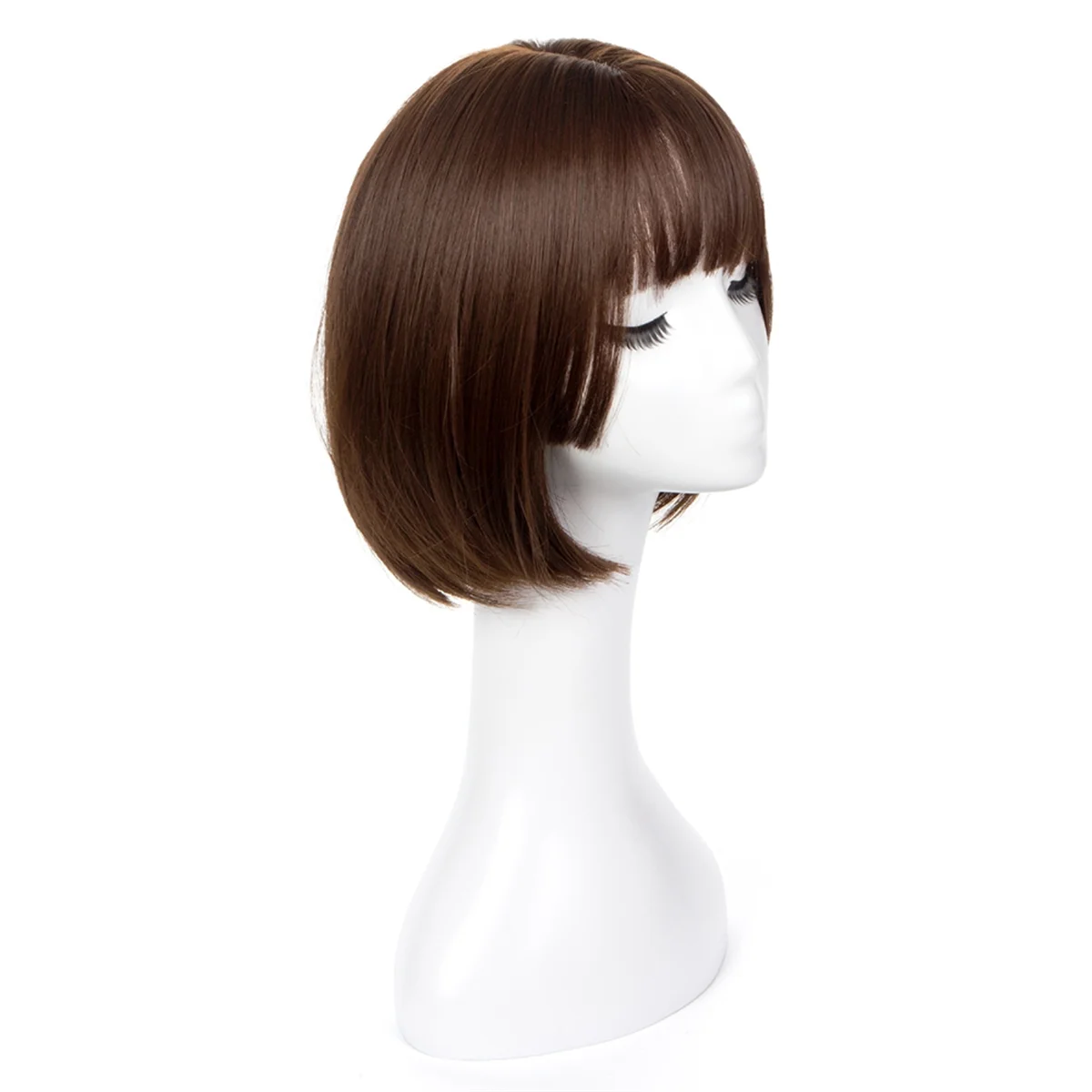 Wig Bob Bobo wanita, Wig Bob pendek mencari Natural, Wig lurus untuk pemula untuk versi Korea harian, coklat