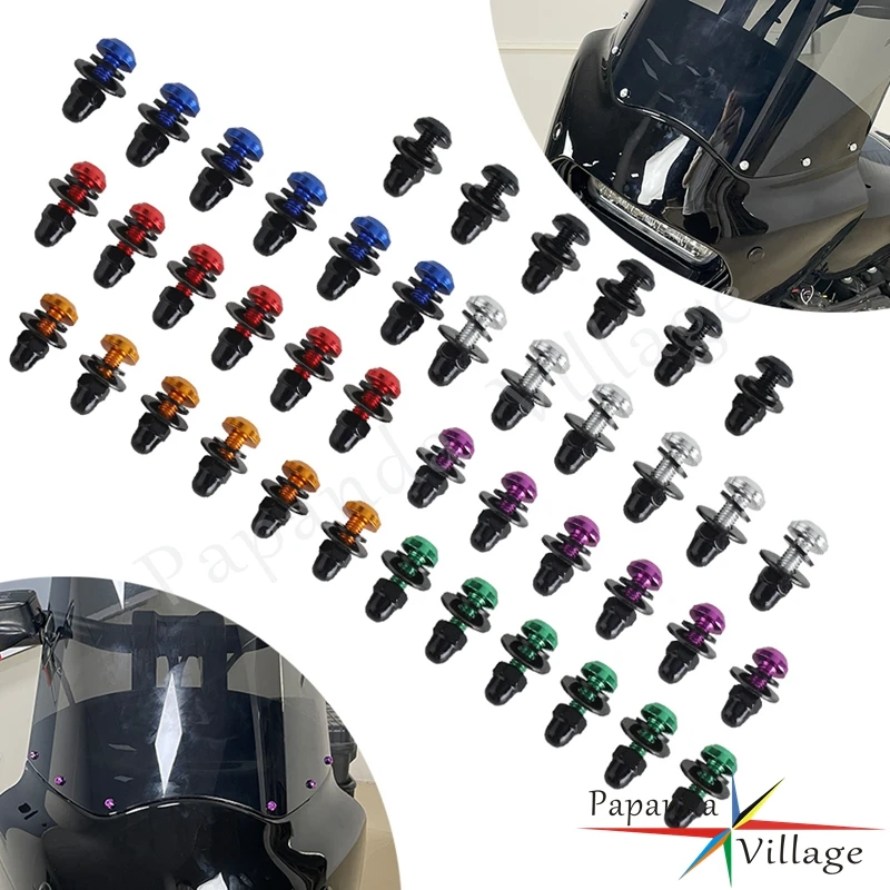 For Harley Road King Sport Glide Low Rider MEM7411/7421/7441/7451 Motorcycle Aluminum Fairing Windshield Cowl Mount Bolts Screws
