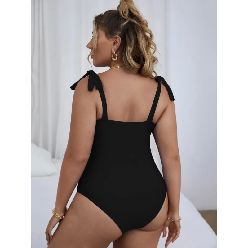 2025New Style Women's One-Piece Swimsuit Sexy Plus Size Black and White Swimwear for Plus Size Women