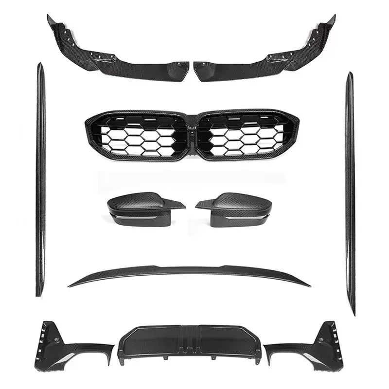 New！ For BMW 3 Series G20 G28 Carbon Brazed Wei Front and Rear Lip Side Skirt Grille Tail Wing Body Complete Set of Accessories