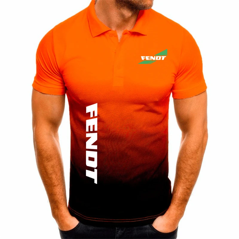 2024 new gradient POLO shirt for men Fendt print Hip hop street men short sleeve top brand summer men's T shirt golf shirt