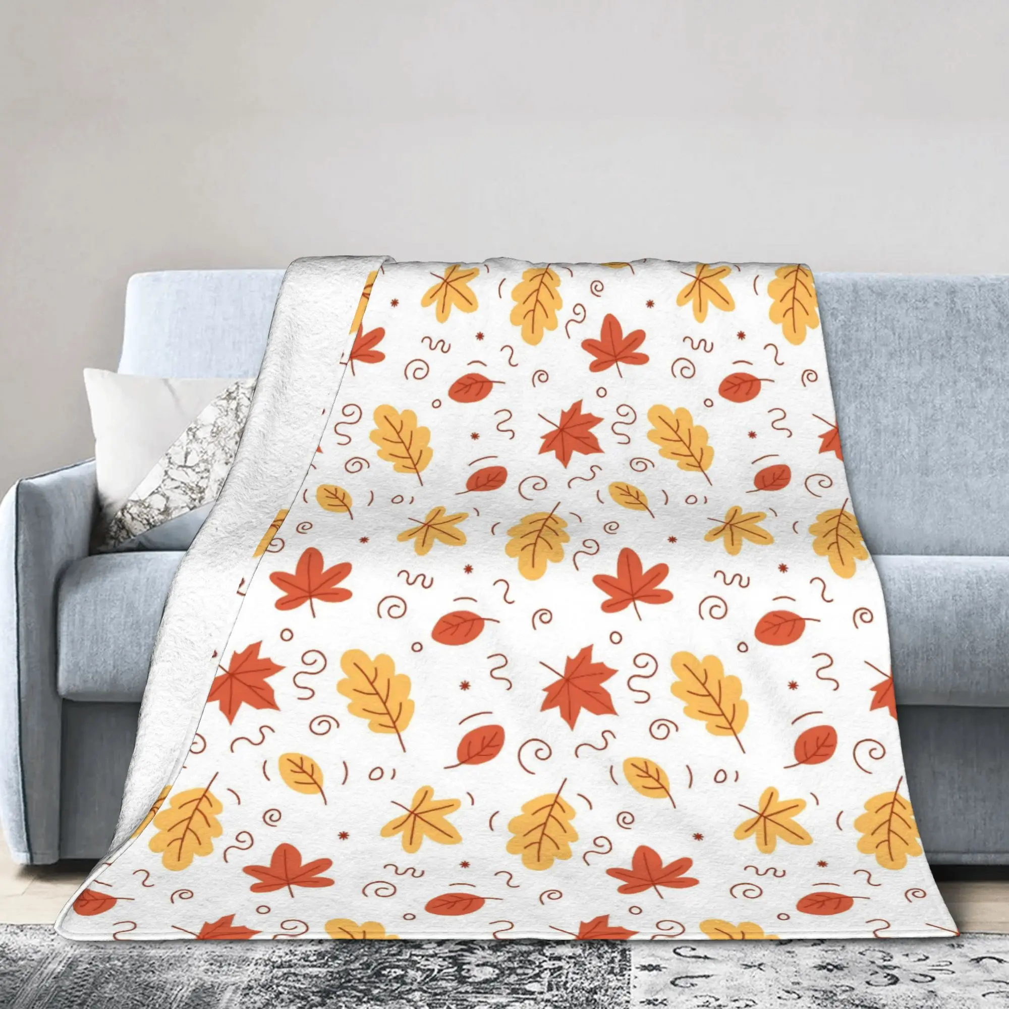 Maple Fallen Leaves Wool Blanket  Custom Throw Blankets for Bed Sofa Couch 200x150cm Quilt