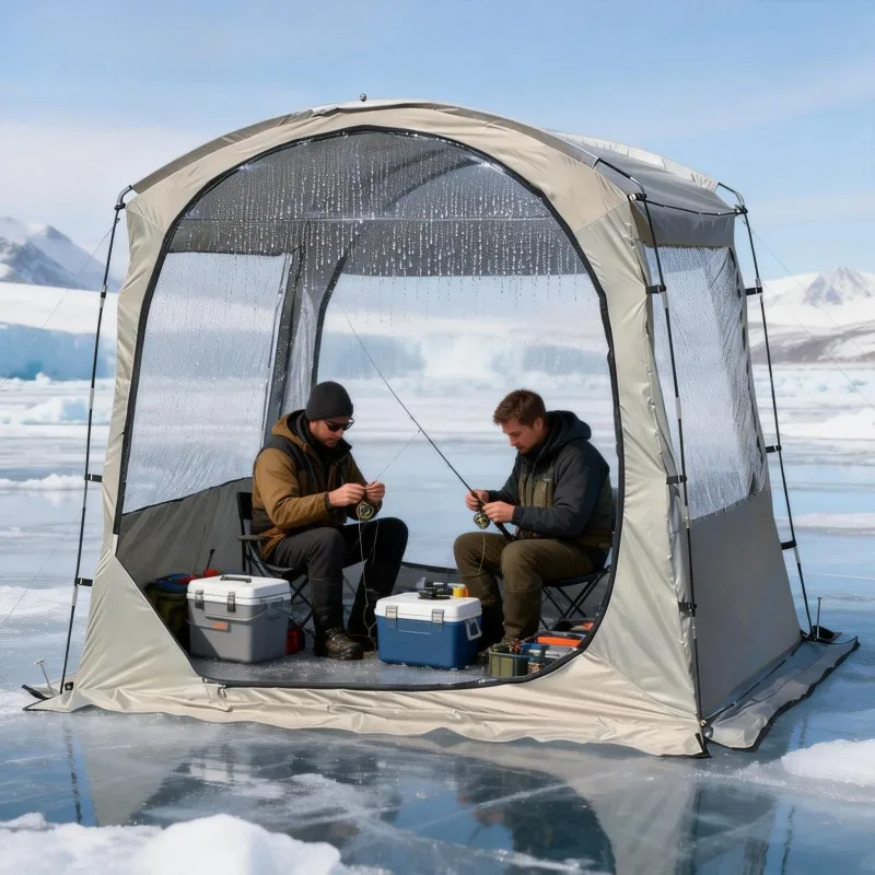 Cold-Resistant & Warm Winter Ice & Snow Tent for 2-3 People - Ideal for Sled Race Viewing, Ski Competition Rest & Outdoor Winter