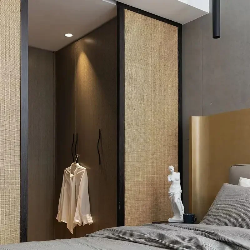 

New Japanese rattan door, sliding door, solid wood folding door, partition kitchen bedroom bathroom