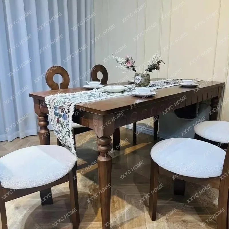 

X Light Luxury Retro Simple Dining Table Design Ash Wood Rectangular Dining Table