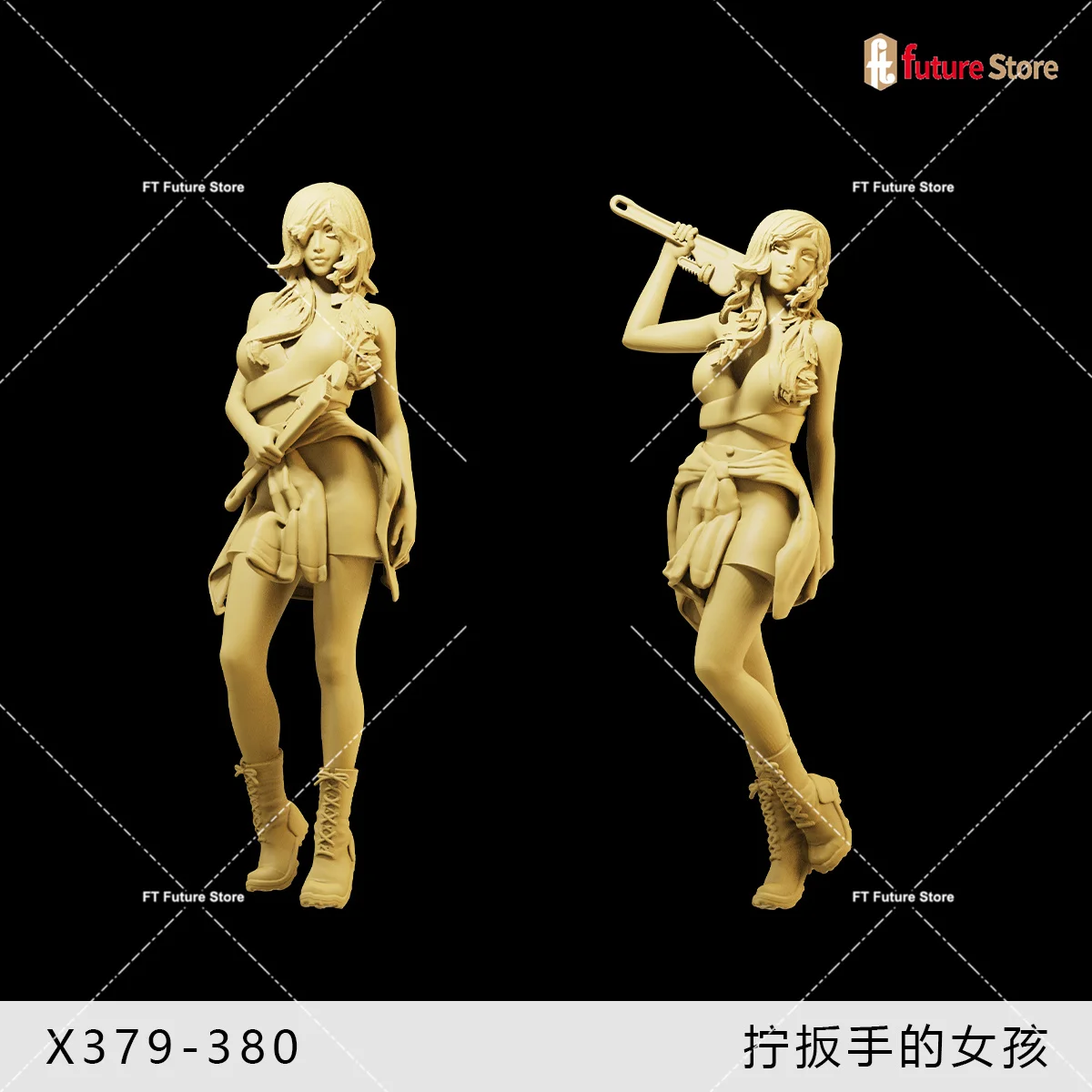 3D Print 1/64 1/43 1/35 Machine Repair Female Tire advertisement Girl Figure Diorama Mini Doll Scene Prop Figurine Model For Car