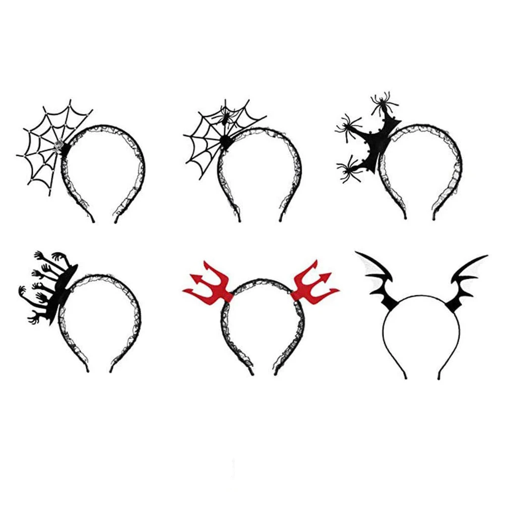 

6 Pcs Demon Halloween Hair Accessories Child Head Band Spider Web Hoop Felt Headband for Girls